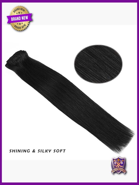 Clip in Hair Extensions Remy Human Hair 14in 70g 7pcs 16 Clips Straight Thick main image 5